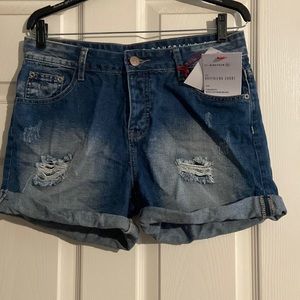 Boyfriend stonewashed button up shorts